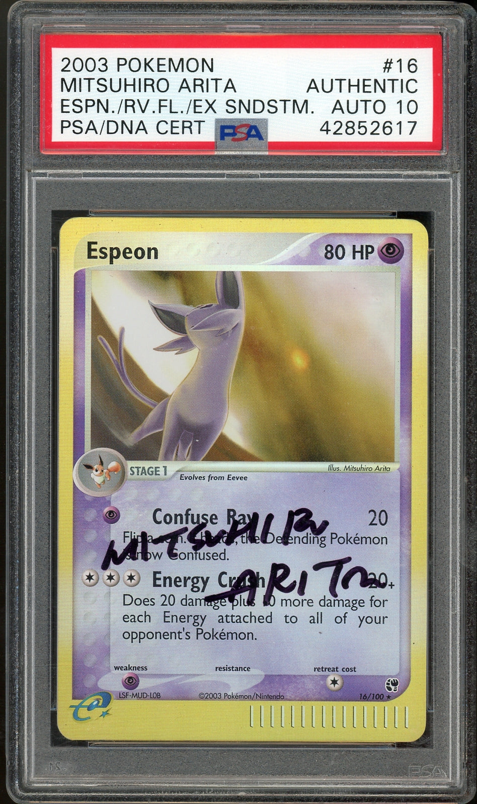 PSA Auto 10 Mitsuhiro Arita Espeon Rev Foil Sandstorm