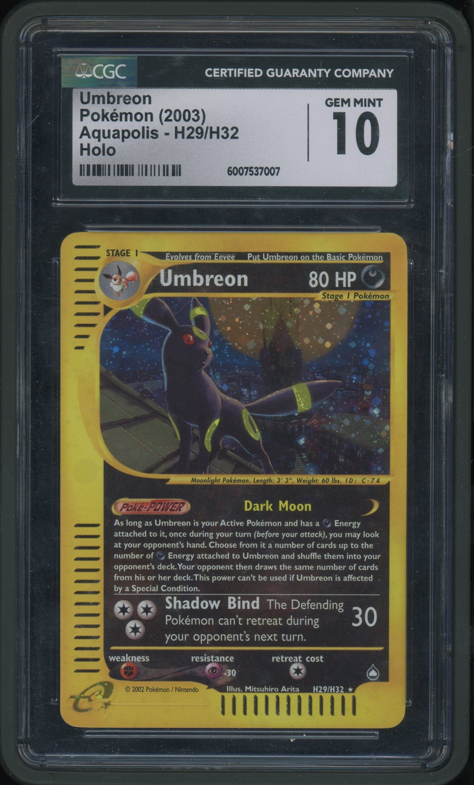 CGC 10 UMBREON AQUAPOLIS HOLO