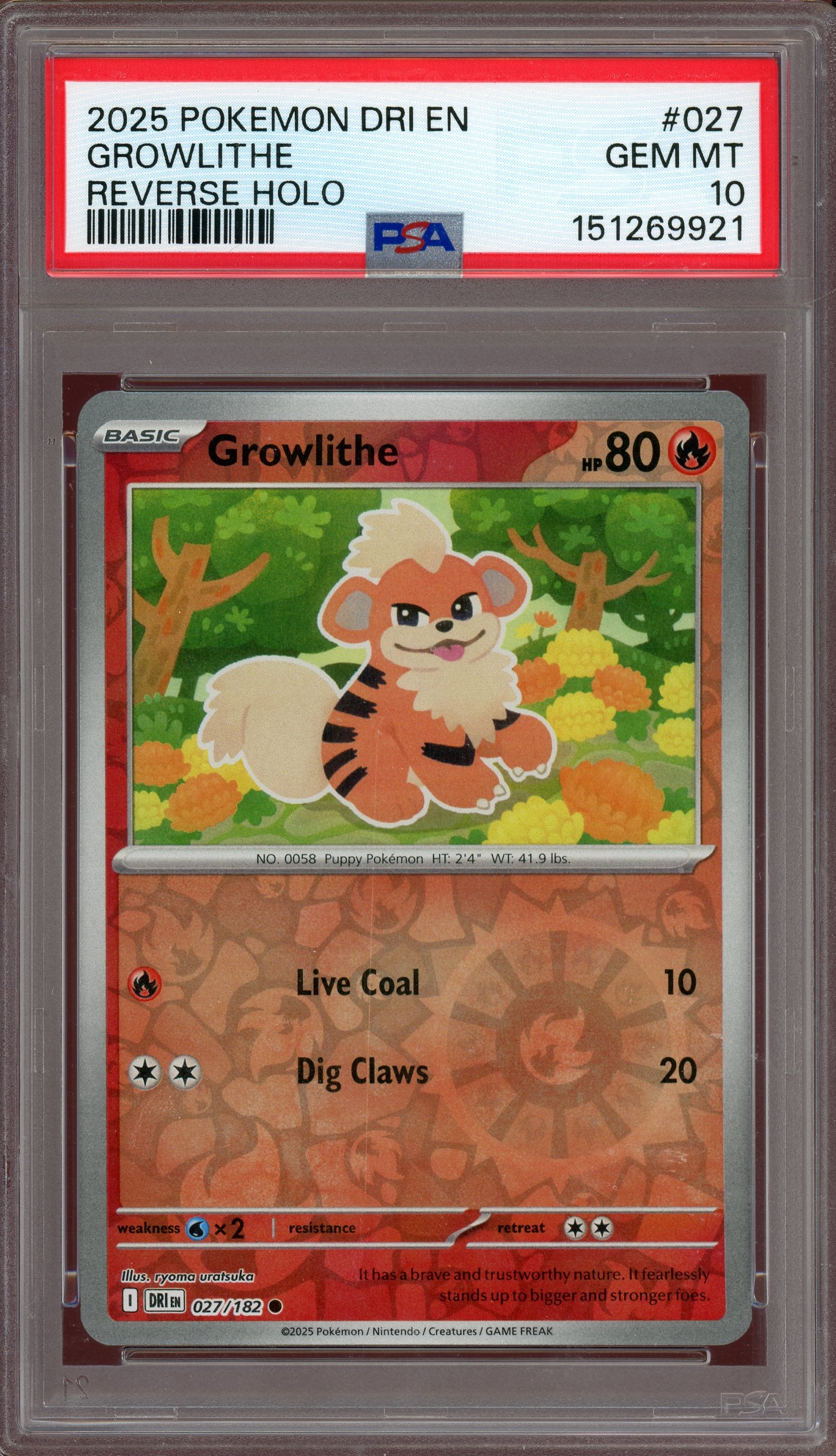 PSA 10 GROWLITHE REVERSE HOLO DESTINED RIVALS *POP 3*