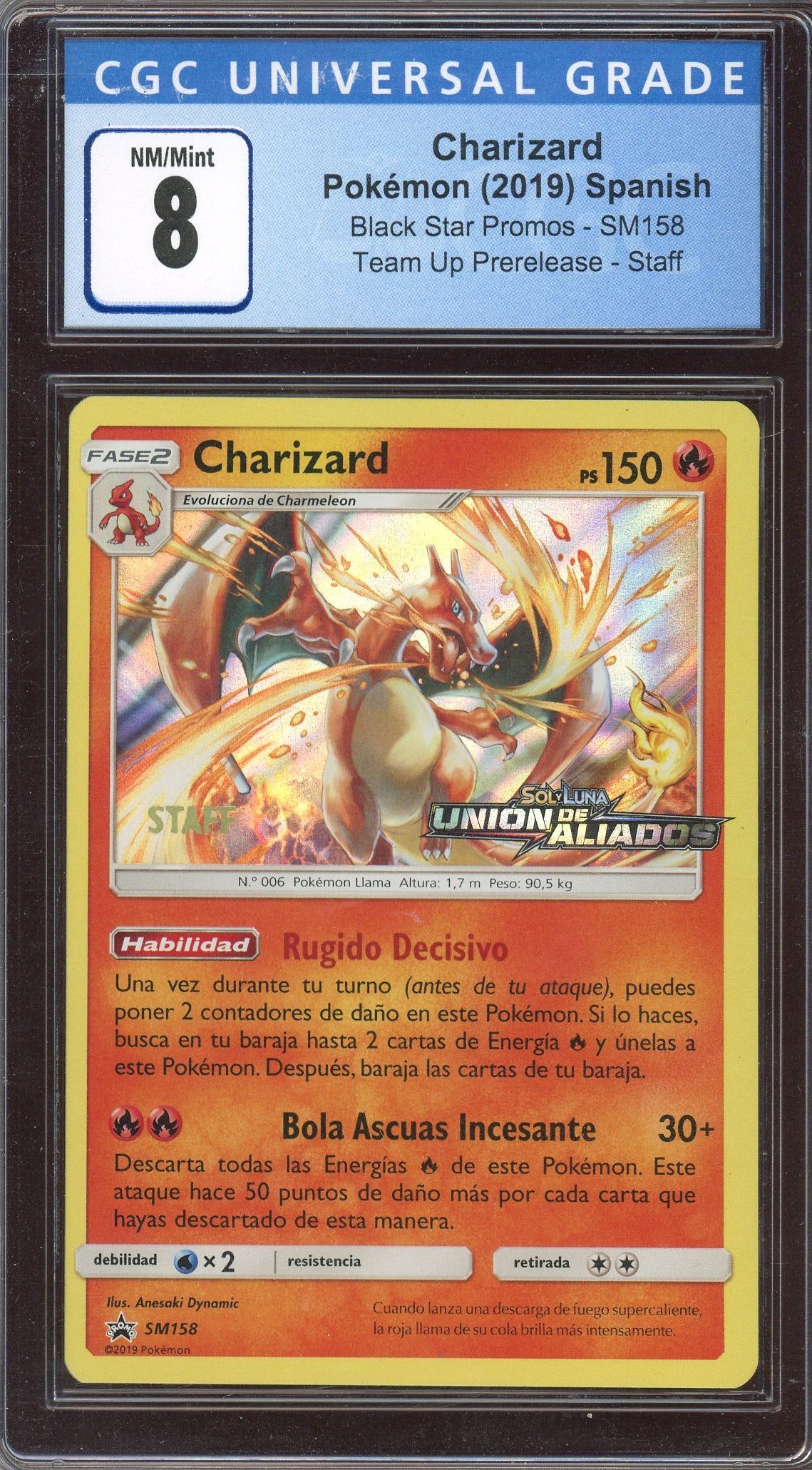 CGC 8 Charizard Black Star Promo - SM158 Spanish
