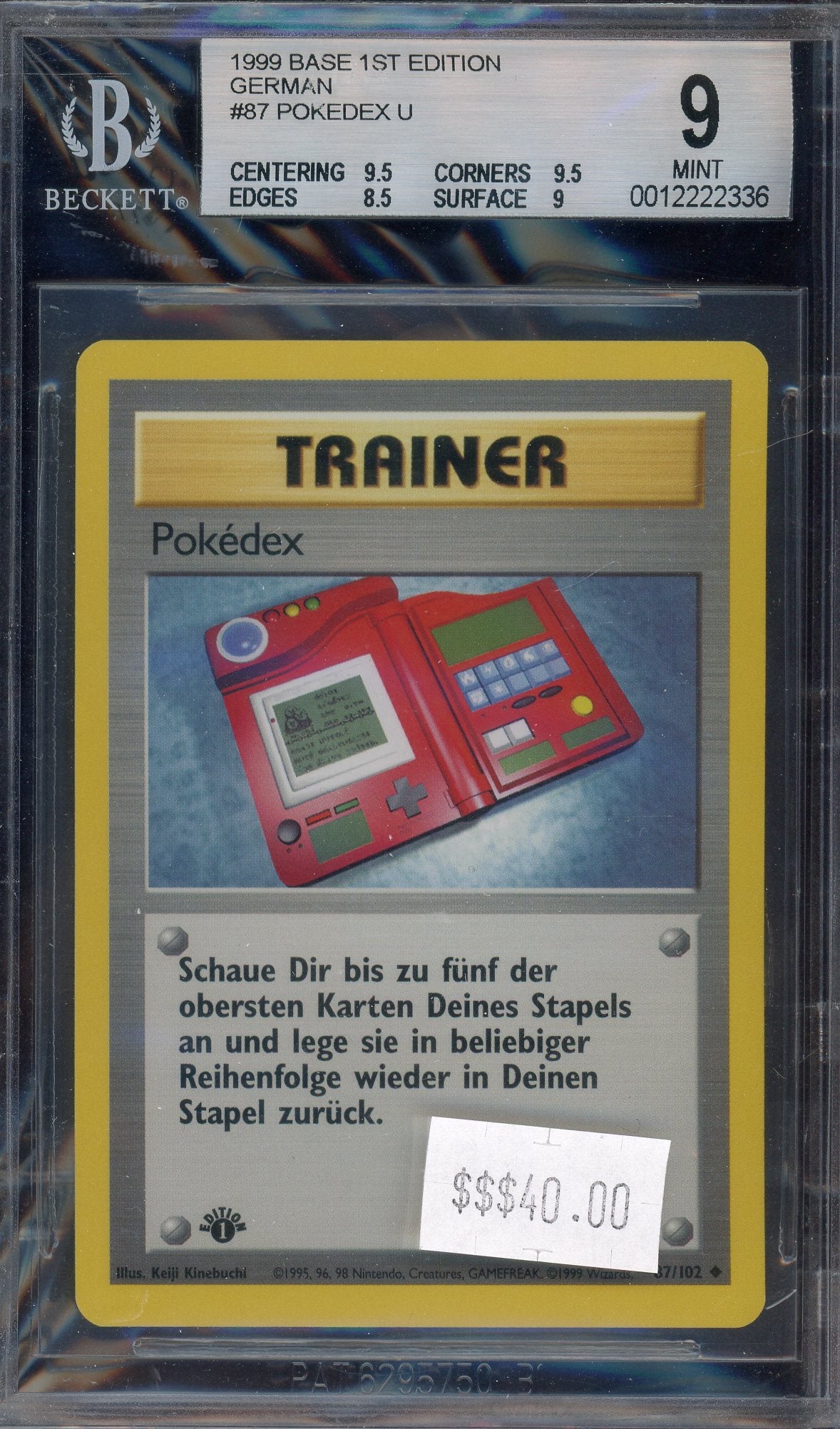 BGS 9 Pokedex 1st Edition German