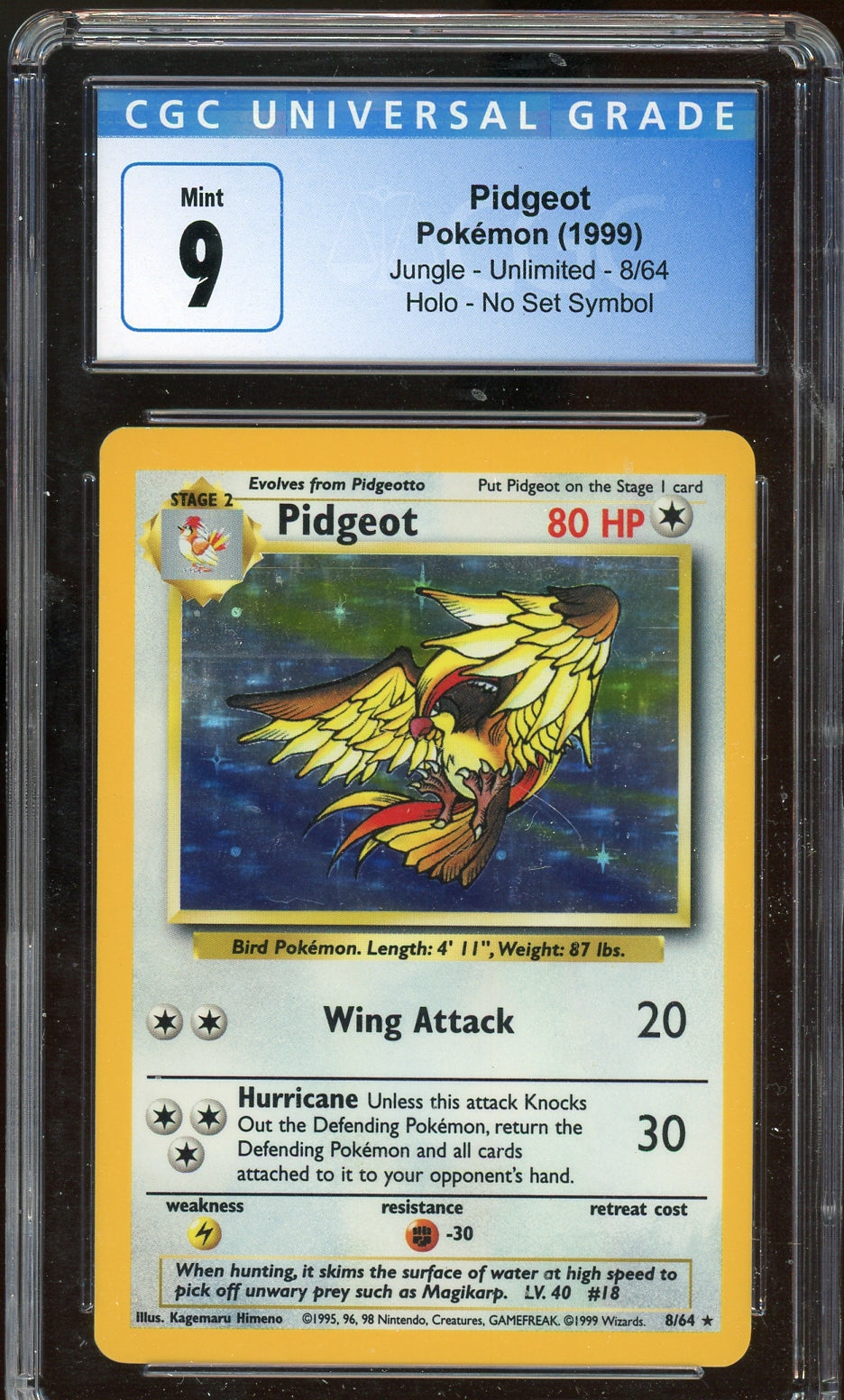 CGC 9 PIDGEOT HOLO JUNGLE *NO SYMBOL*