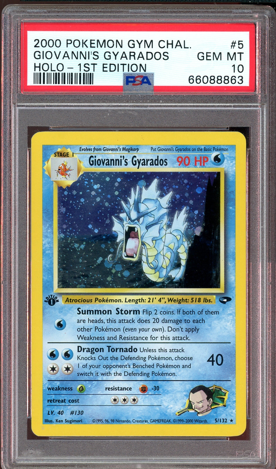 PSA 10 GIOVANNI'S GYARADOS HOLO 1ST EDITION GYM CHALLENGE