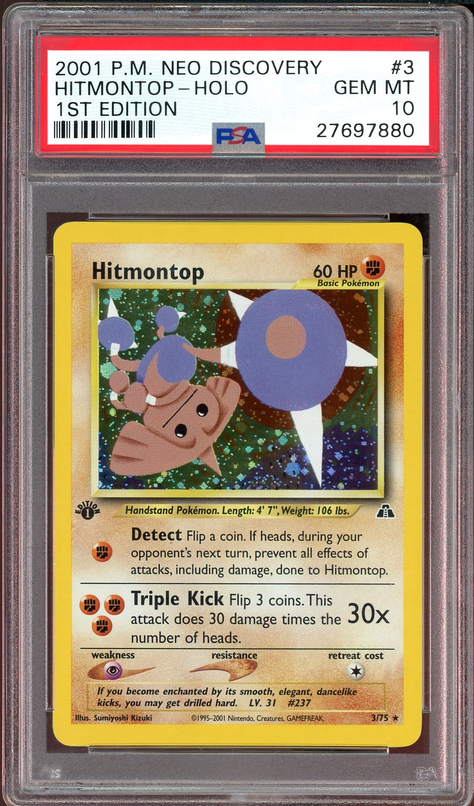 PSA 10 HITMONTOP HOLO 1ST EDITION NEO DISCOVERY