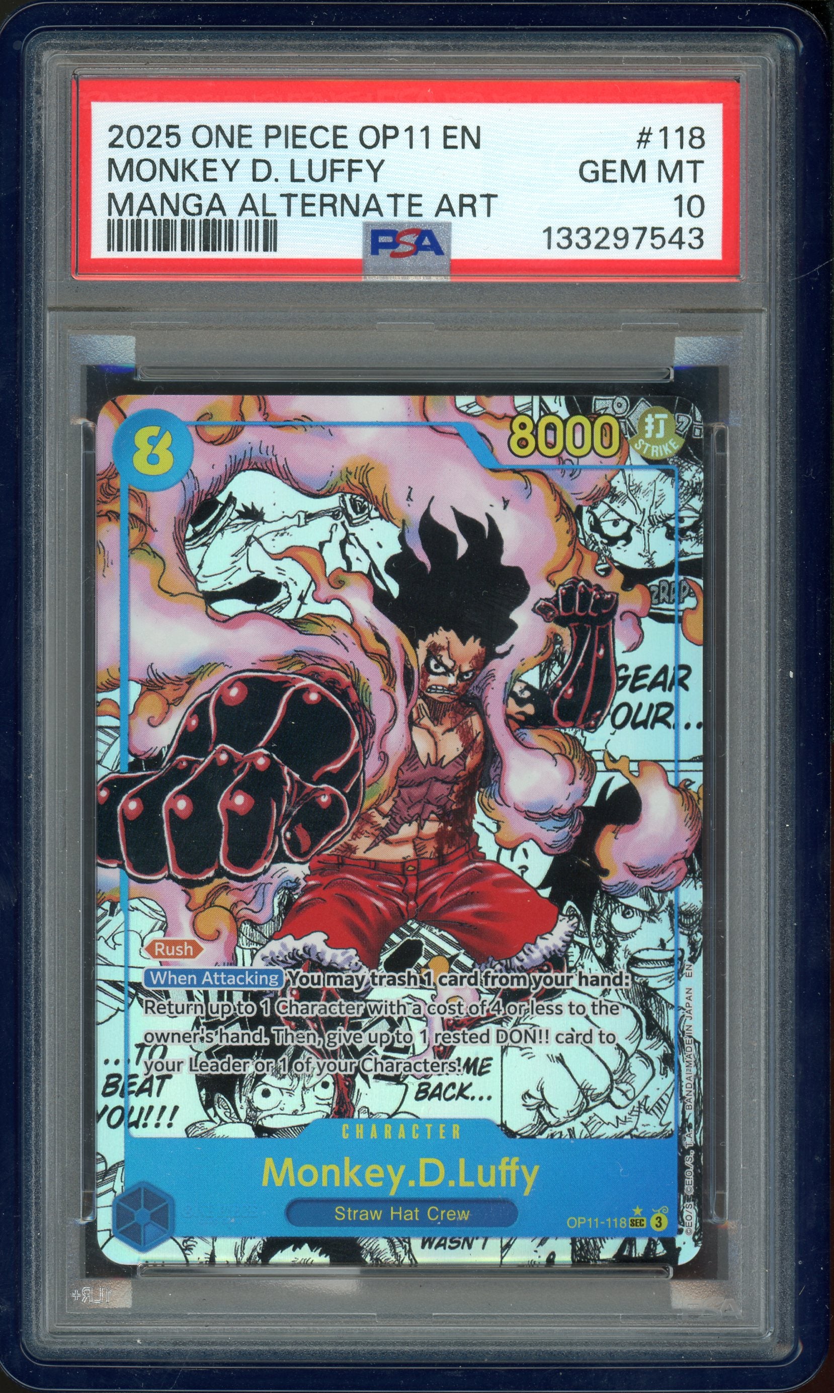 PSA 10 MONKEY D. LUFFY MANGA OP11