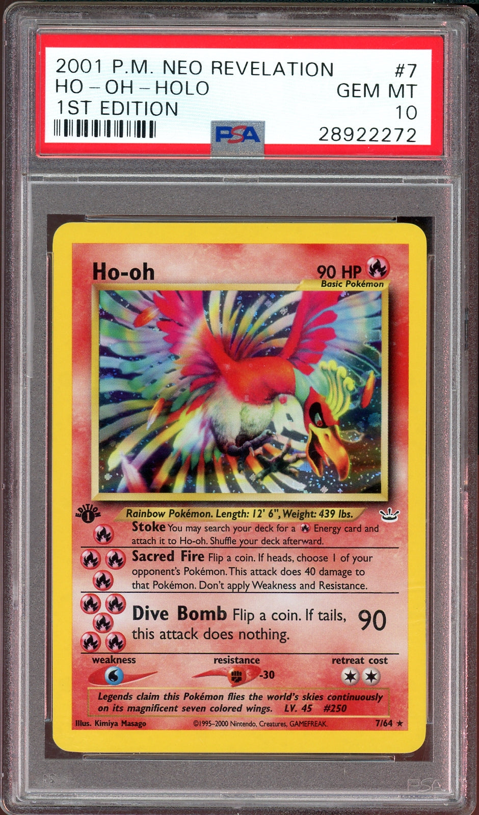 PSA 10 HO-OH HOLO 1ST EDITION NEO REVELATION