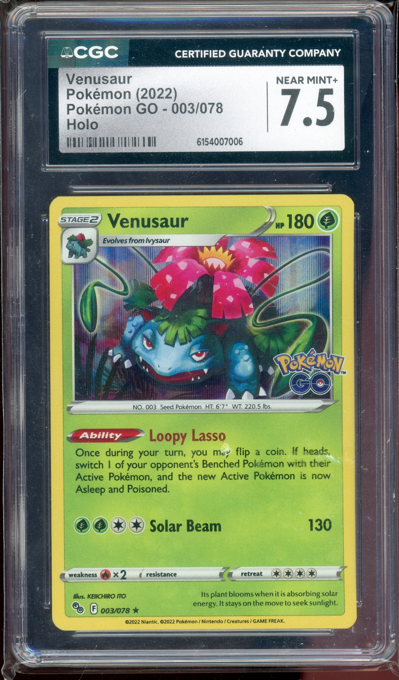 CGC 7.5 VENUSAUR POKEMON GO