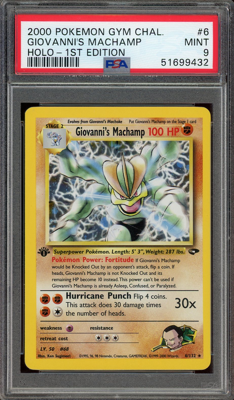PSA 9 GIOVANNI's MACHAMP HOLO GYM CHALLENGE 1ST ED