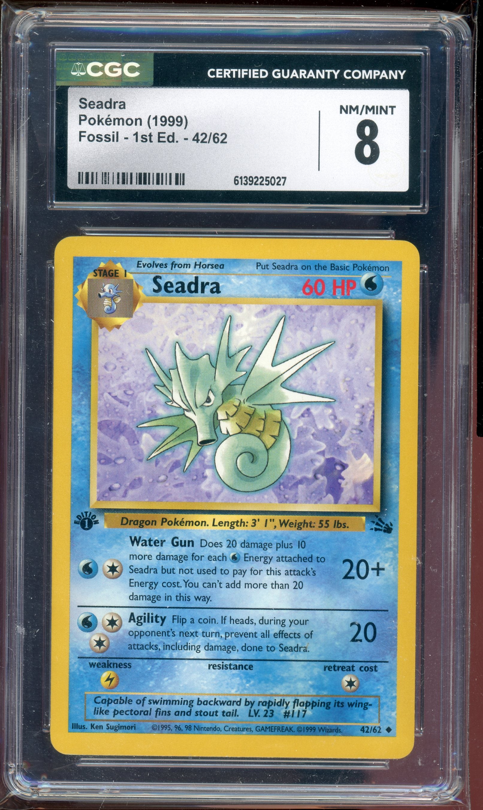 CGC 8 SEADRA 1ST EDITION FOSSIL