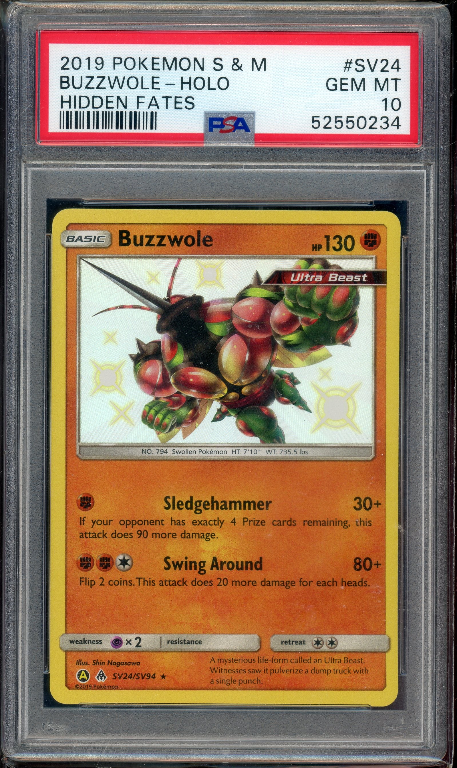 PSA 10 Buzzwole Hidden Fates