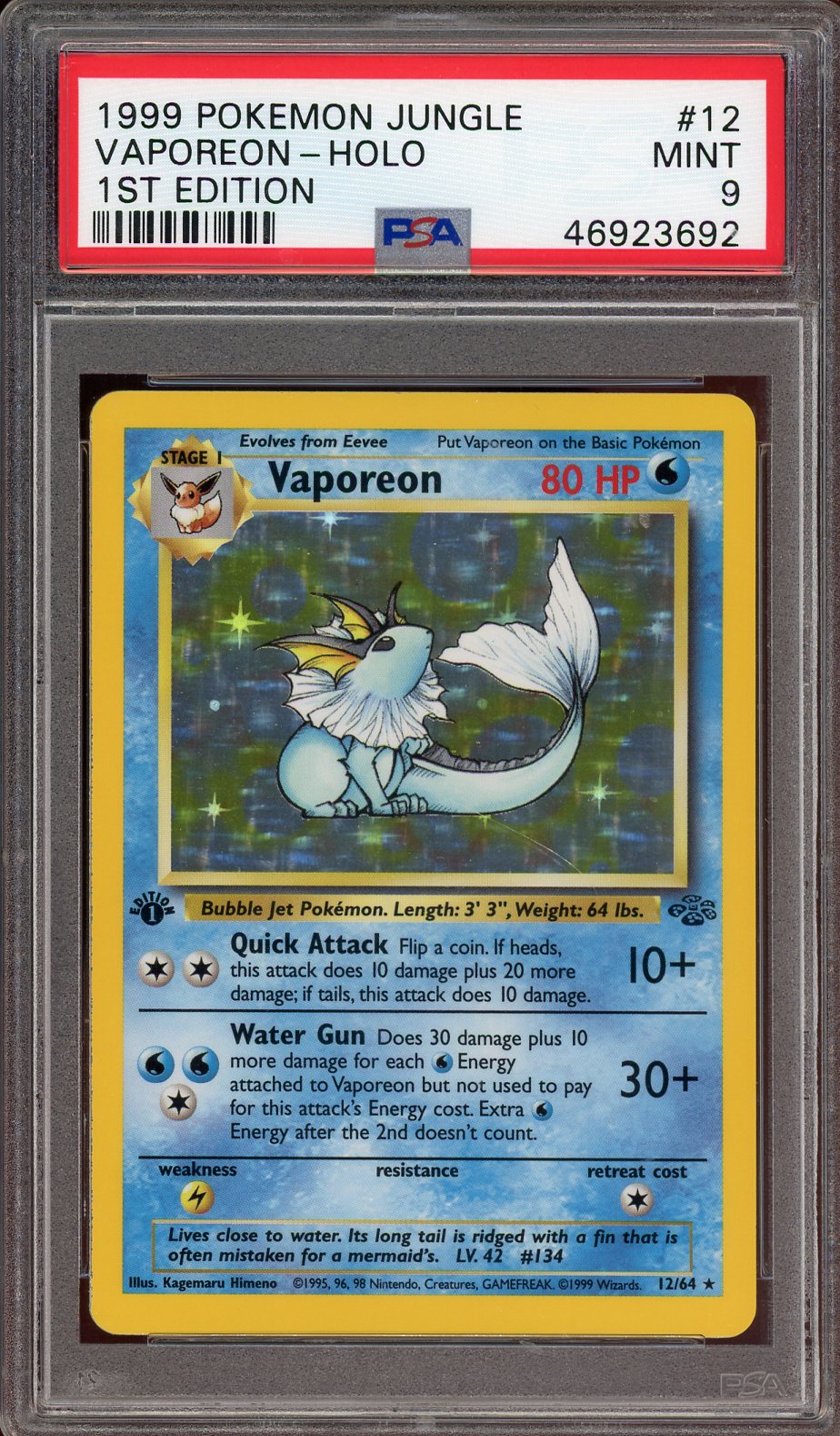 PSA 9 VAPOREON HOLO JUNGLE 1ST ED