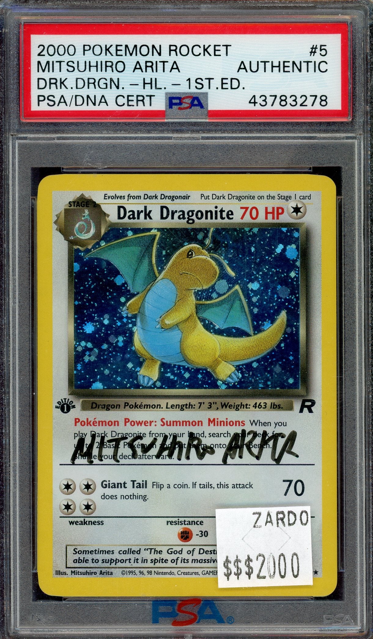 PSA AUTHENTIC DARK DRAGONITE-HOLO DRK.DRGN.-HL.-1ST.ED.
