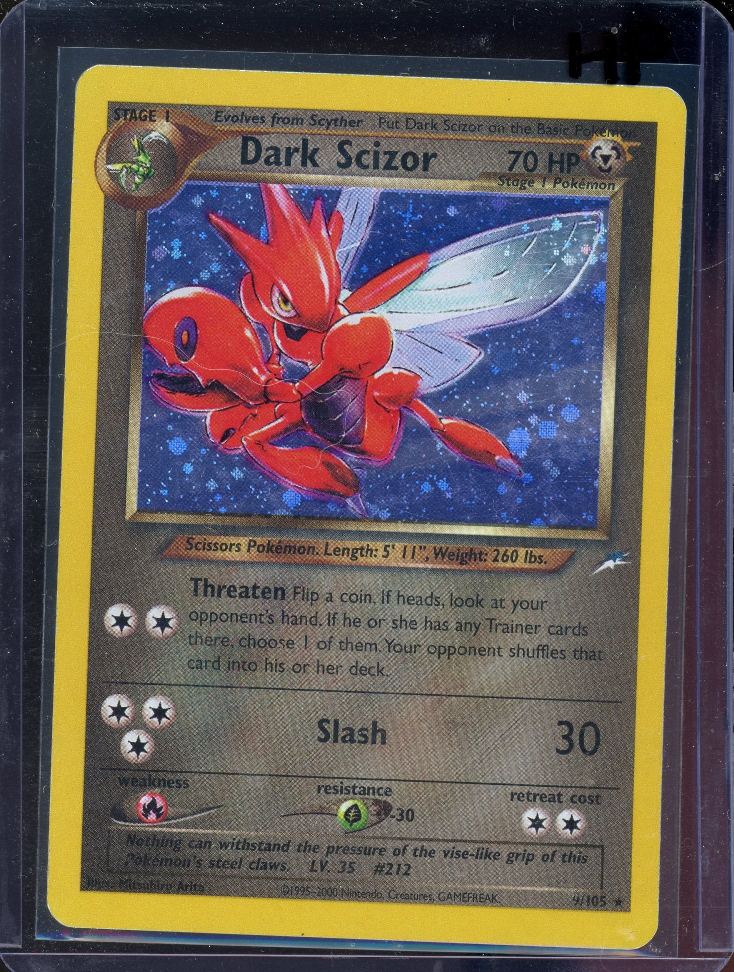 Holo Foil Dark Scizor # 9/105 Neo Destiny - HP