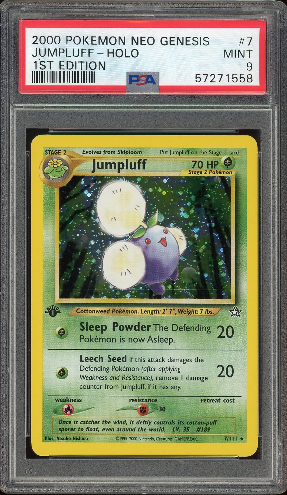 PSA 9 JUMPLUFF HOLO NEO GENESIS 1ST ED