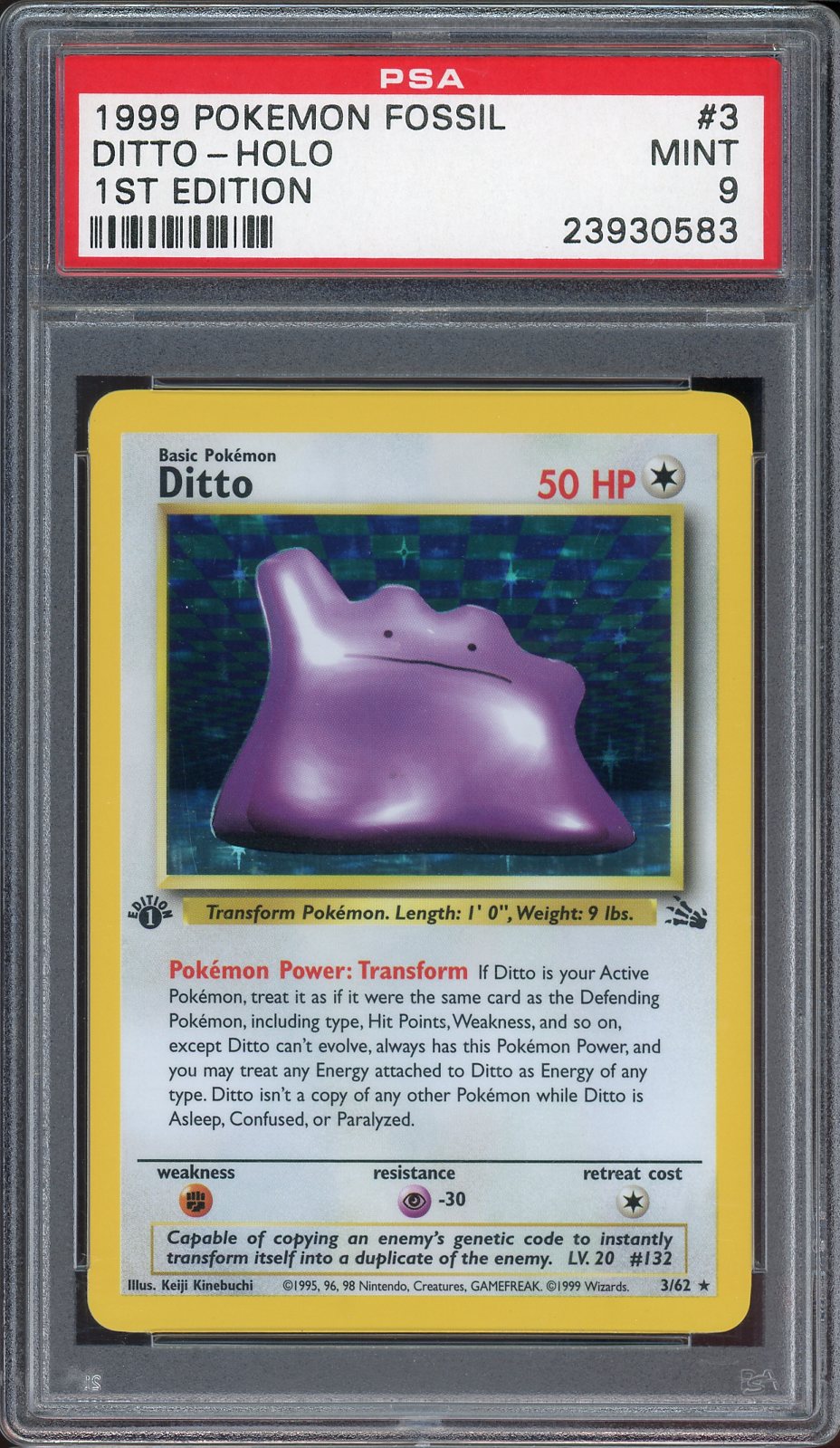 PSA 9 DITTO HOLO FOSSIL 1ST ED
