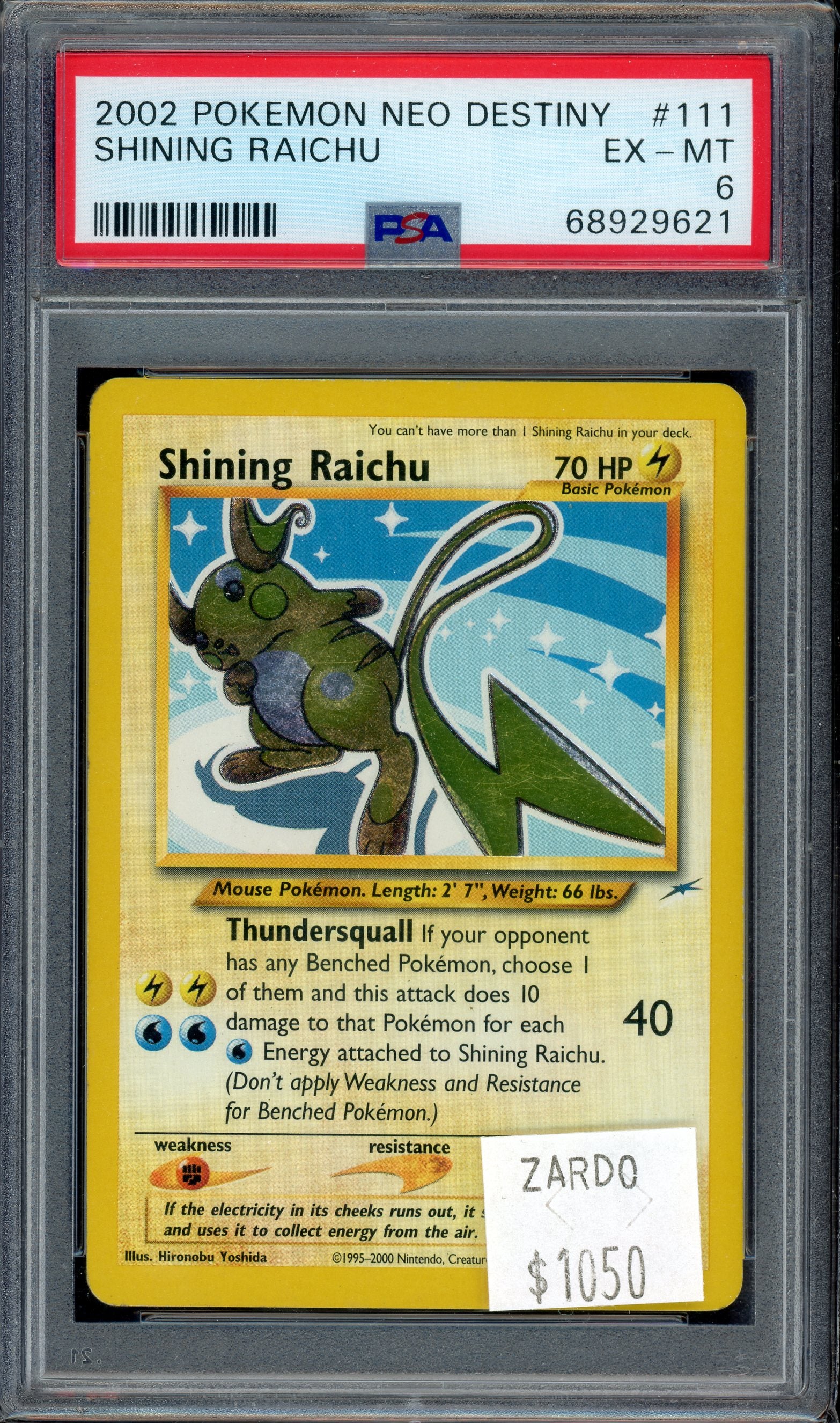 PSA 6 SHINING RAICHU NEO DESTINY