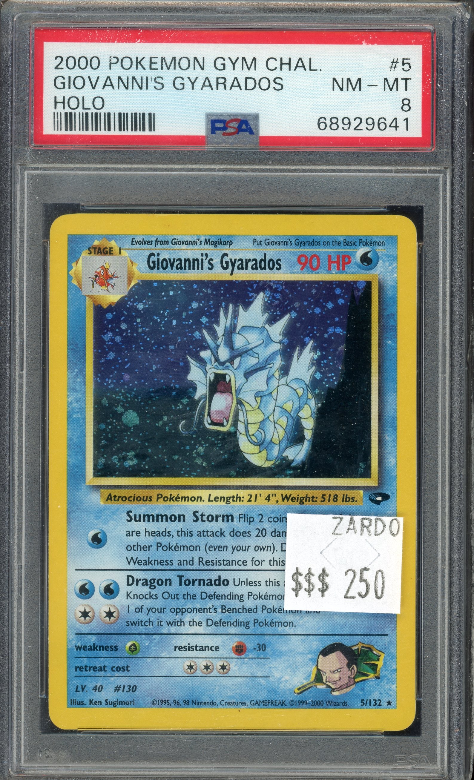 PSA 8 GIOVANNI'S GYARADOS HOLO GYM CHAL