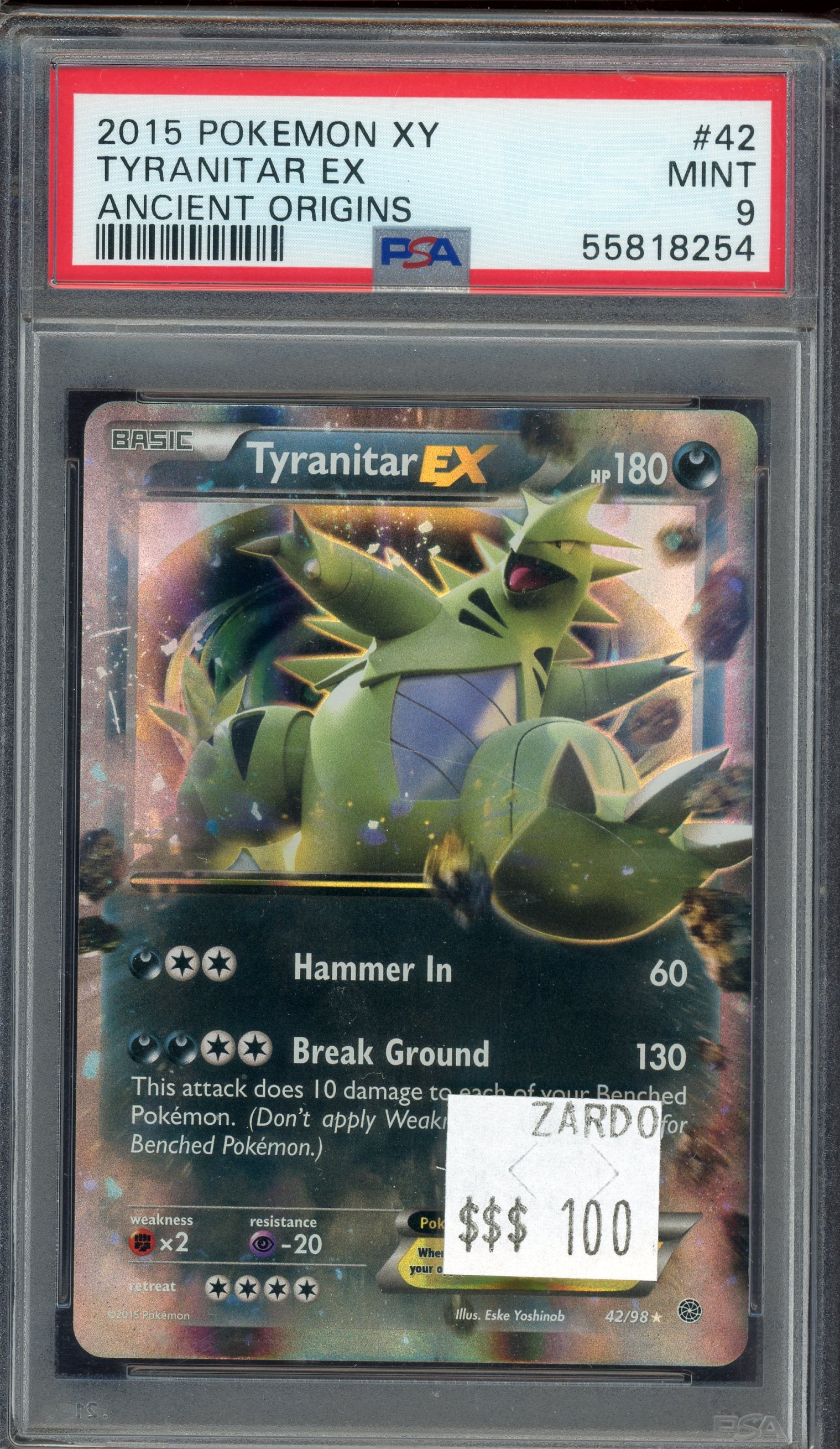 PSA 9 TYRANITAR EX ANCIENT ORIGINS