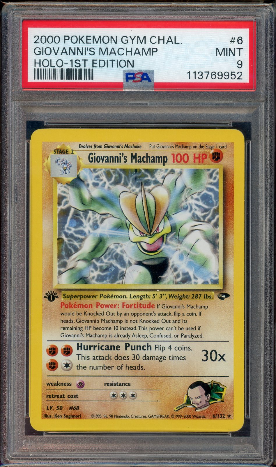 PSA 9 GIOVANNI'S MACHAMP HOLO 1ST EDITION