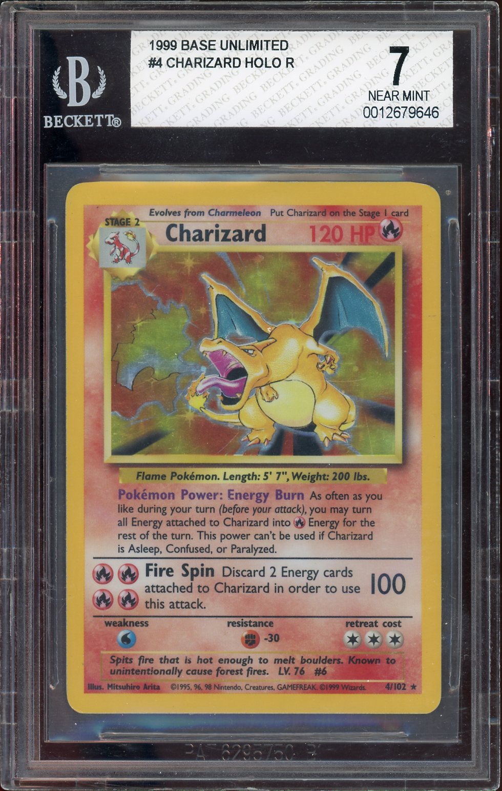 BGS 7 CHARIZARD BASE UNLIMITED HOLO