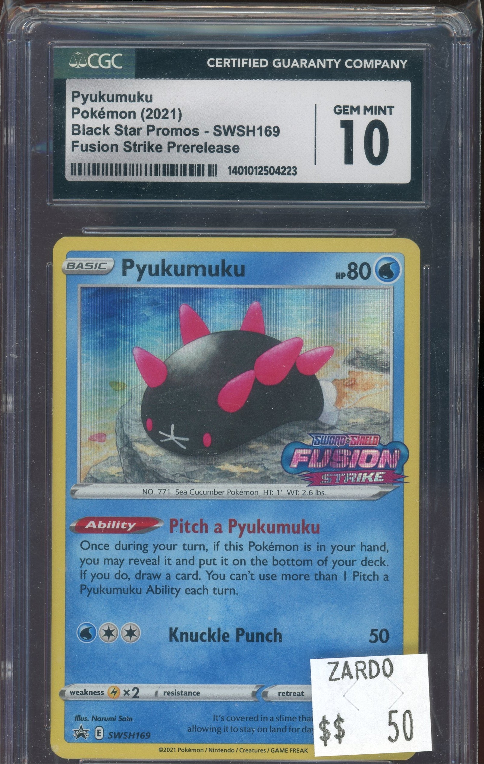 pyukumuku pokemon card CGC 10 PYUKUMUKU FUSION STRIKE PRERELEASE