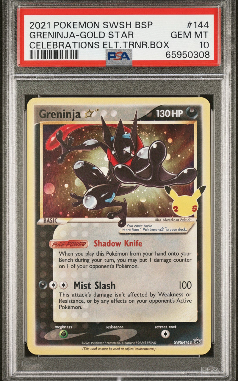 PSA 10 GRENINJA-GOLD STAR CELEBRATIONS ELT.TRNR.BOX