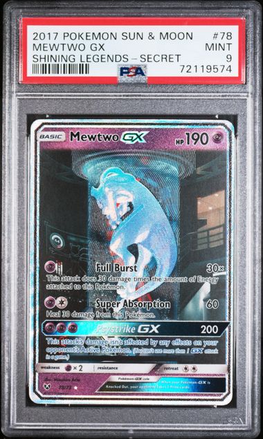 PSA 9 MEWTWO GX SHINING LEGENDS-SECRET