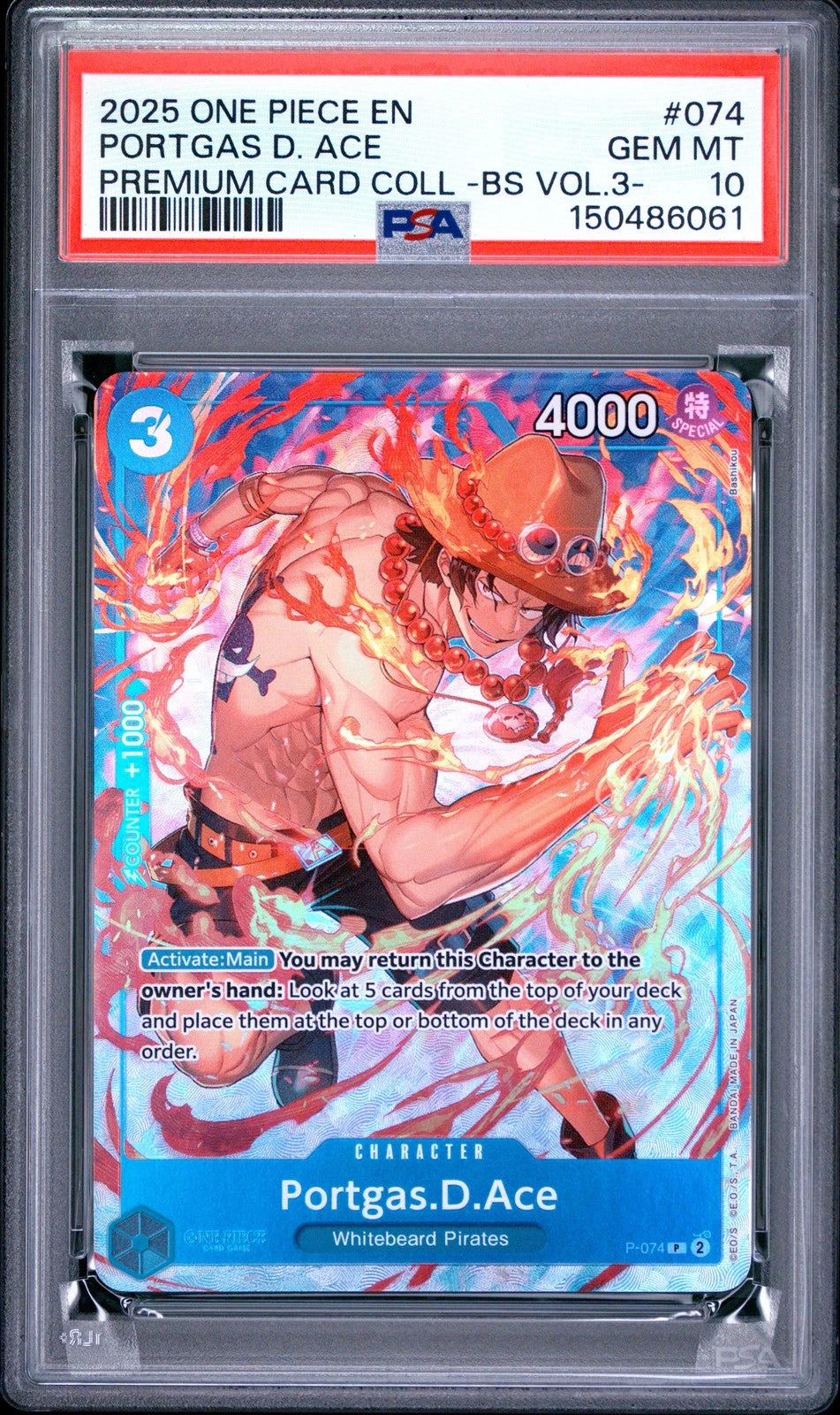 PSA 10 PORTGAS D. ACE BEST SELECTION VOL.3