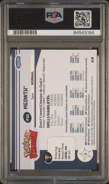 PSA 9 MEOWTH SHINY GOLD STADIUM TIP