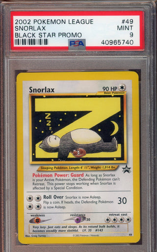 PSA 9 SNORLAX POKEMON LEAGUE PROMO