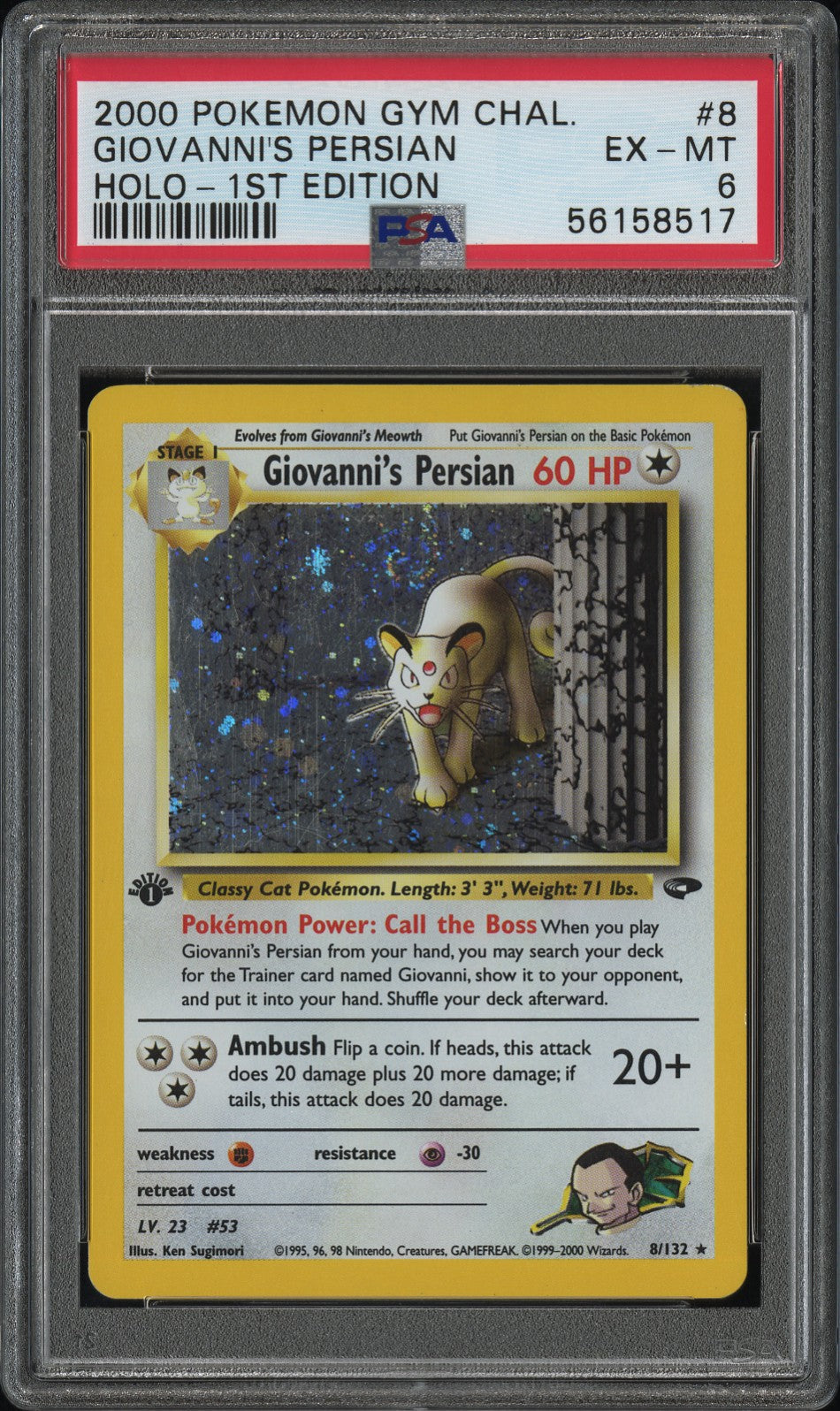 PSA 6 GIOVANNI'S PERSIAN HOLO-1ST EDITION