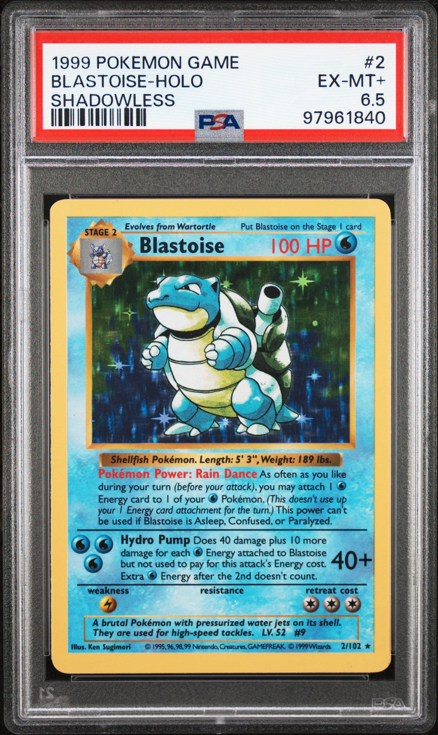 PSA 6.5 BLASTOISE-HOLO SHADOWLESS