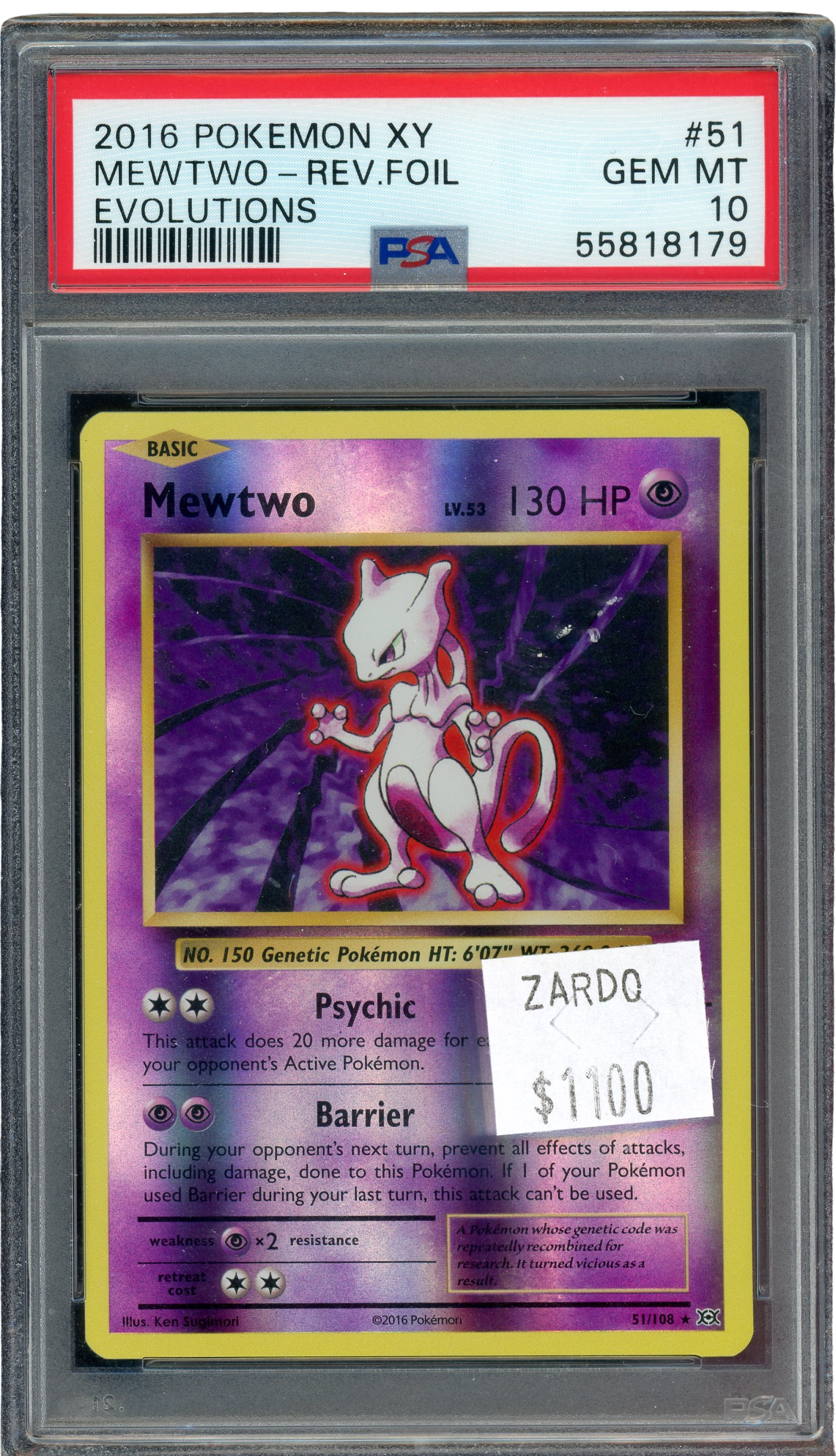 PSA 10 Mewtwo Reverse Holo -XY Evolution 