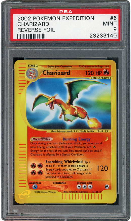 PSA 9 CHARIZARD REVERSE FOIL EXPEDITION 