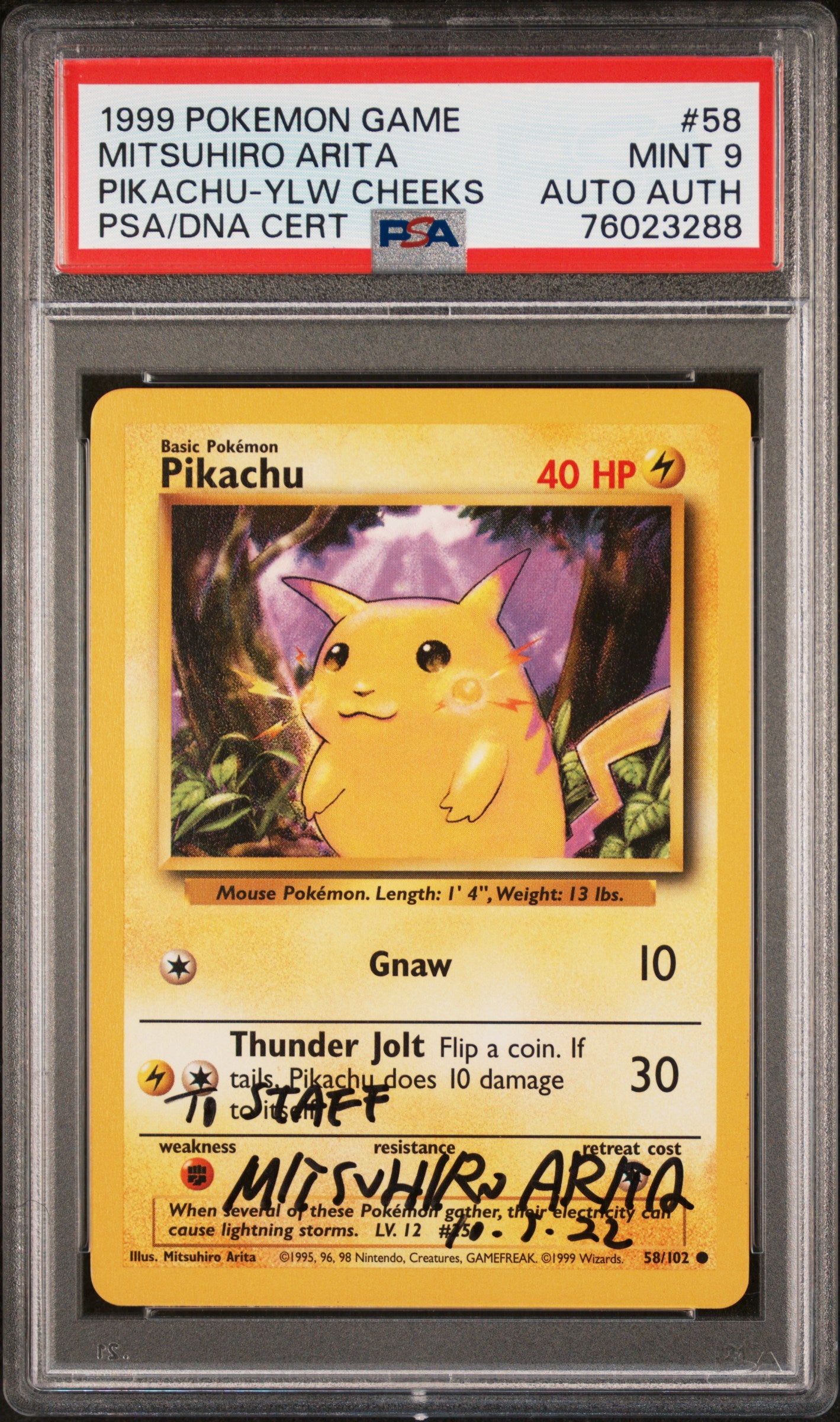 PSA AUTHENTIC PIKACHU PIKACHU-YLW CHEEKS