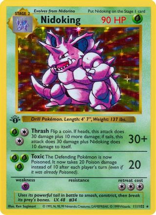 Nidoking (11/102) - Base Set Shadowless 1st Edition Holofoil