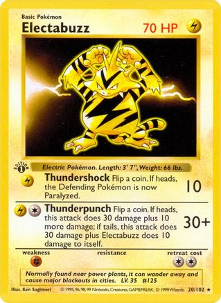 Electabuzz (20/102) - Base Set Shadowless 1st Edition
