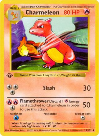 Charmeleon (24/102) - Base Set Shadowless 1st Edition