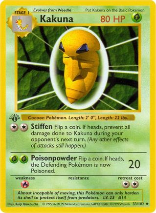 Kakuna (33/102) - Base Set Shadowless 1st Edition