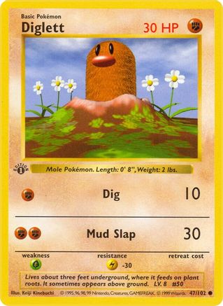 Diglett (47/102) - Base Set Shadowless 1st Edition