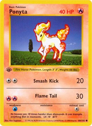 Ponyta (60/102) - Base Set Shadowless 1st Edition