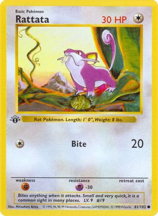Rattata (61/102) - Base Set Shadowless 1st Edition