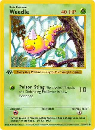 Weedle (69/102) - Base Set Shadowless 1st Edition