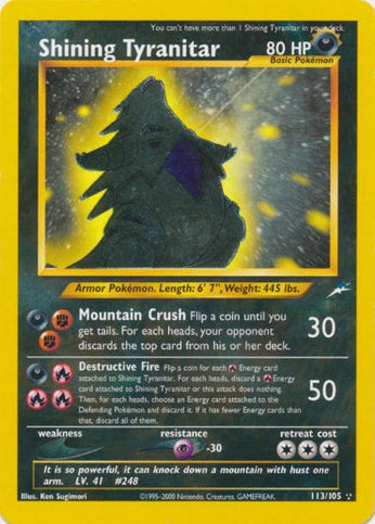 PSA 9Shining Tyranitar #113/105 Neo Destiny Unlimited