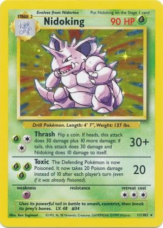 PSA 9Nidoking #11/102 Base Set Unlimited