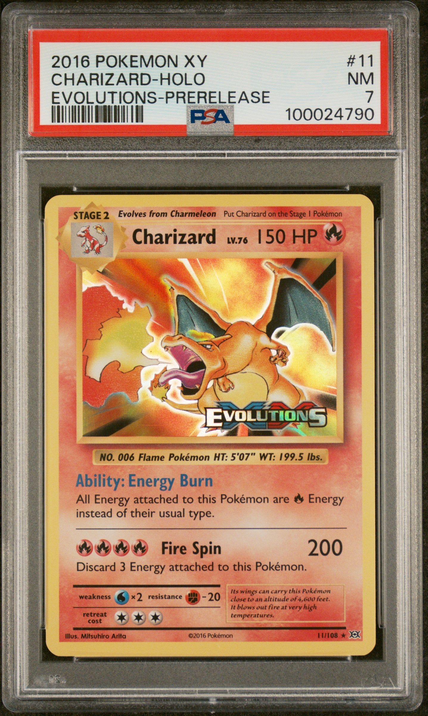 PSA 7 CHARIZARD-HOLO EVOLUTIONS-PRERELEASE