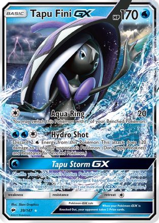 Tapu Fini GX (39/147) - SM  Burning Shadows Holofoil