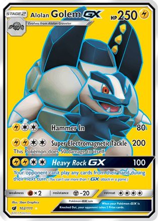 Alolan Golem GX (Full Art) (102/111) - SM  Crimson Invasion Holofoil