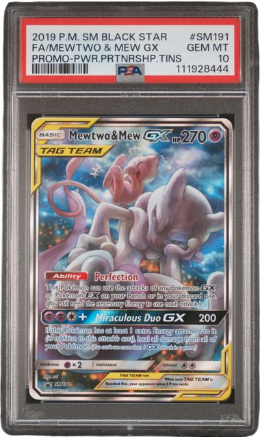 PSA 10 FA/MEWTWO & MEW GX SM BLACK STAR PROMO