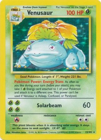 PSA 9Venusaur #15/102 Base Set Unlimited